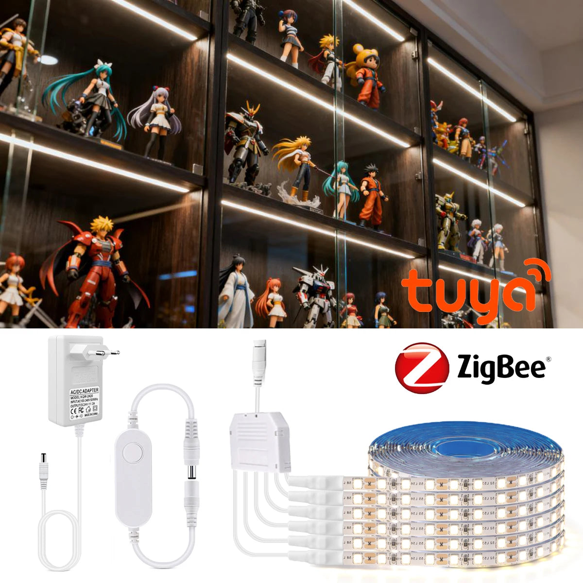 Smart Voice APP Control LED Lamp 1-6pcs 12V Zigbee 2835 Light Ribbon Dimmable For Wine Collection Show Cabinet Wall Decor Oasis Select