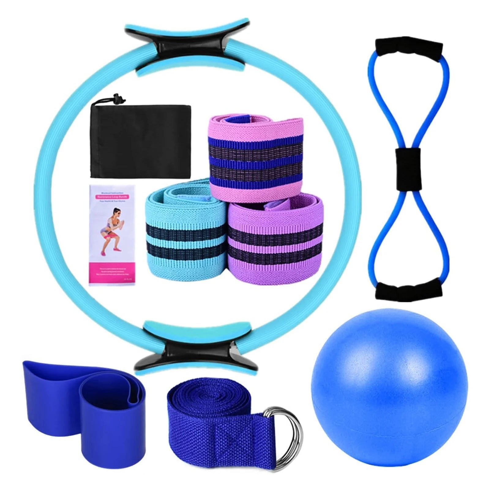 11-Piece Yoga & Pilates Set – Rings, Ball & Resistance Bands