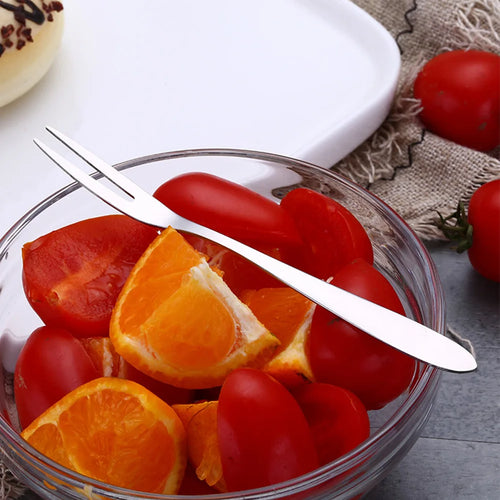 12Pcs Fruit Fork Stainless Steel Two-toothed Fork Cake Fork Salad Cutlery Fork Kitchen Small Fork Household Kitchen Tool Oasis Select