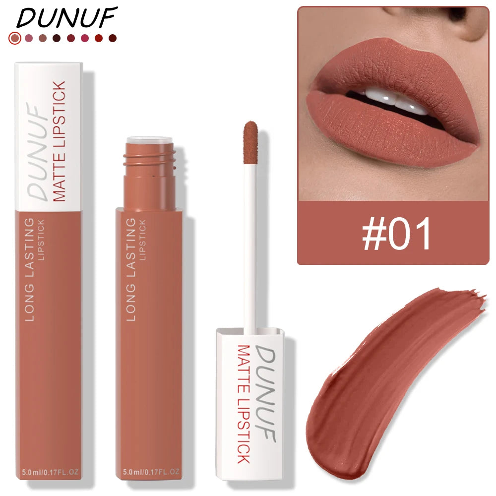 Long-Lasting Lip Gloss 1pcs: Matte Lipstick Non-Stick Cup Waterproof Nude Deep Red Mauve Christmas And Valentine's Day Gifts Oasis Select 01