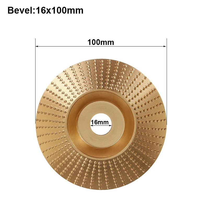 JUSTINLAU 16mm 5/8" Bore Extreme Shaping Disc Tungsten Carbide Wood Sanding Carving Tool Abrasive Disc Tools for Angle Grinder Oasis Select Oblique-100mm-Gold