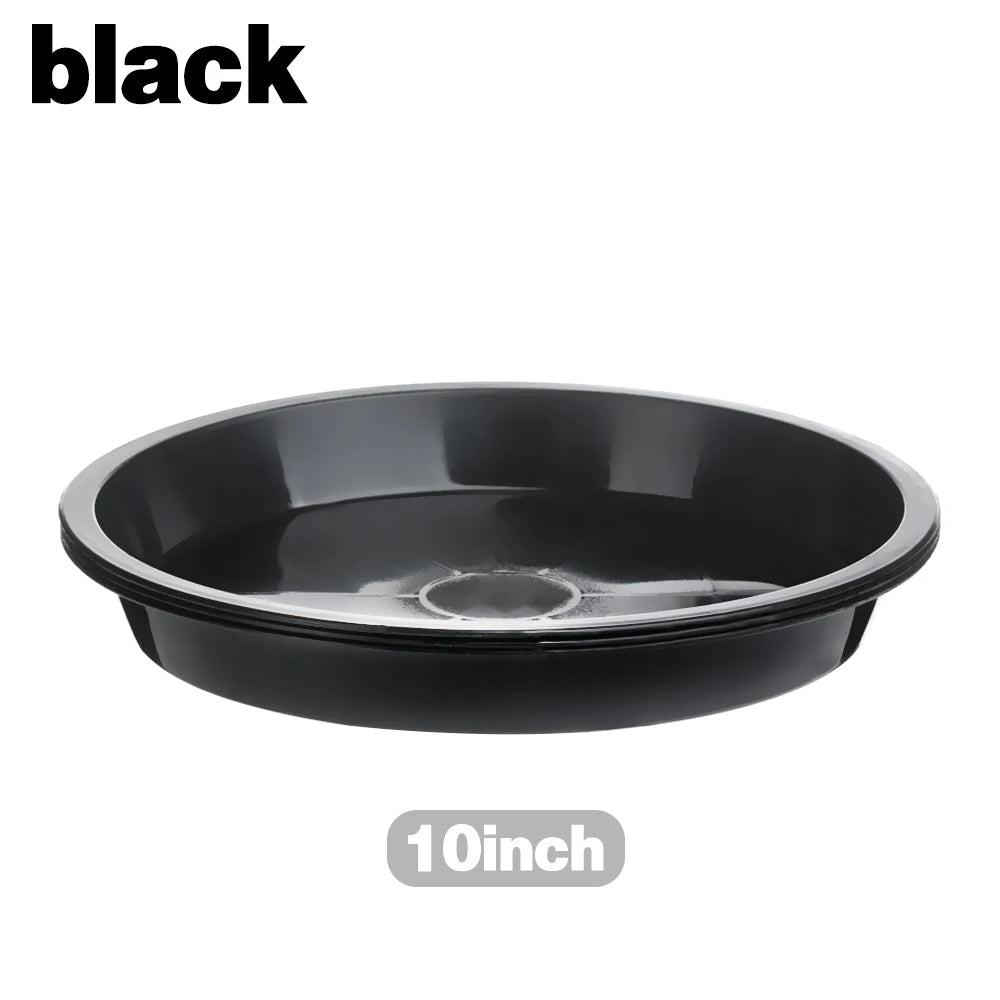 3Pcs Round Shaped Plant Trays Durable Plastic Drip Trays Heavy Duty Tray Saucers Red White Black Indoor Outdoor Flower Pot Oasis Select black-10inch