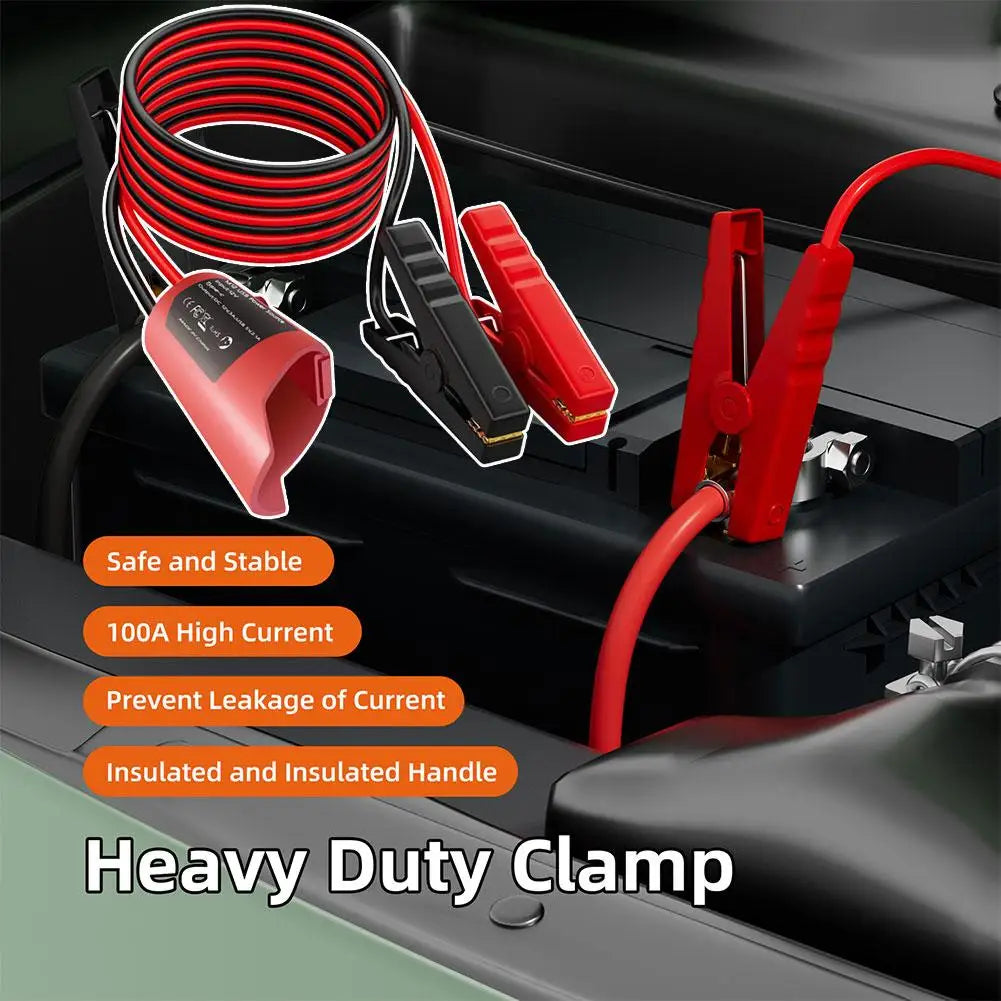 For Milwaukee M12 Portable Jump Start Cable Car Auxiliary Starter 12awg/1.8m Power Cord With Alligator Clips Emergency Tool Kit Oasis Select