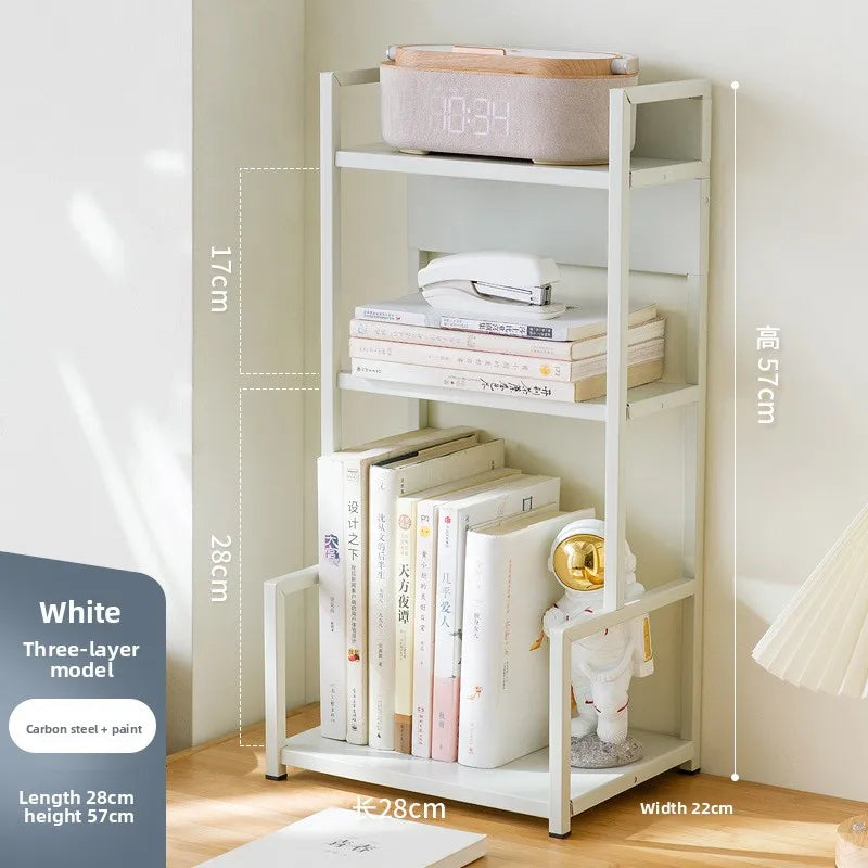 Bookshelf Simple desk shelf Children's combination book Desktop storage Student dormitory small bookcase Simple and modern Oasis Select White 3-28