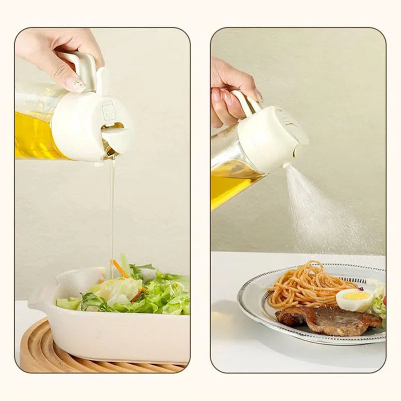 2in1 500ml Glass Spray Oil Sprayer Bottle Spray Oil Dispenser Oil Jar Cruet BBQ Kitchen Baking Roasting Picnic Kitchen Tool Oasis Select