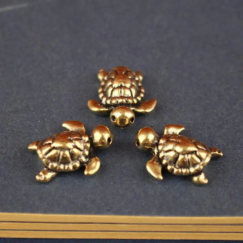 Brass Turtle Figurine – Vintage Tortoise Statue for Home & Desk Decorative Figurine Oasis Select 3pcs