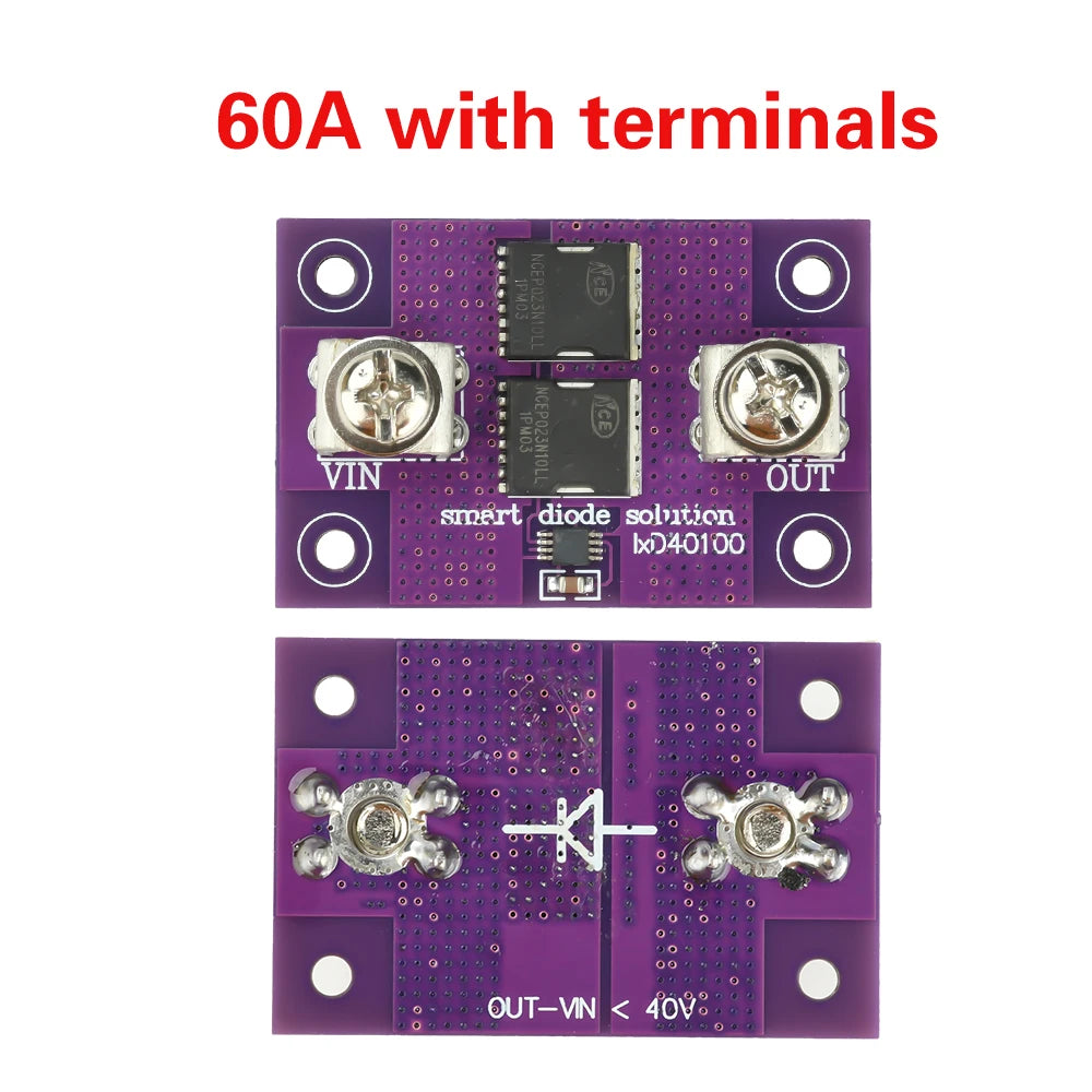 40A 60A MOS Ideal Diode Module No Voltage Limitation No Grounding Solar Energy Anti Reverse Irrigation Anti Backflow Protection Oasis Select 60A