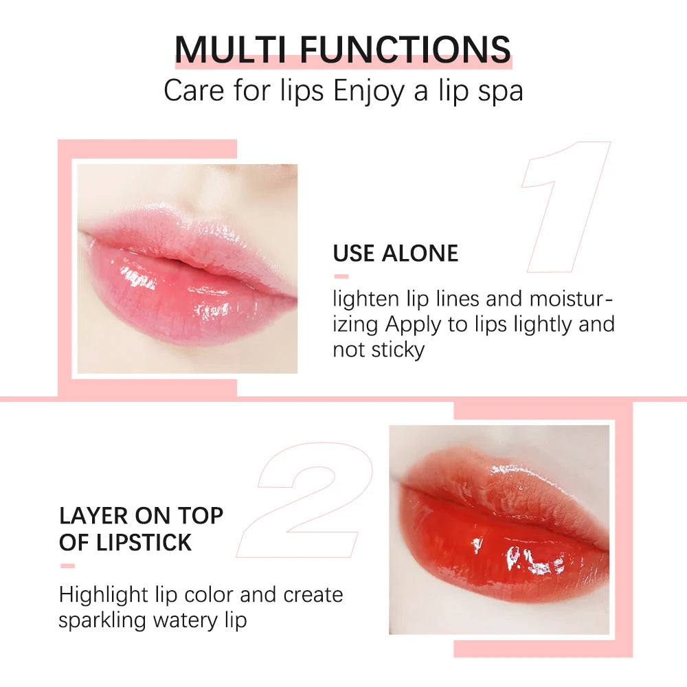 Lakerain Crystal Jelly Moisturizing Lip Oil Safety Lip Gloss Makeup Sexy Plump Hydrating Lip Glow Oil Tinted Lip Plumper Oasis Select