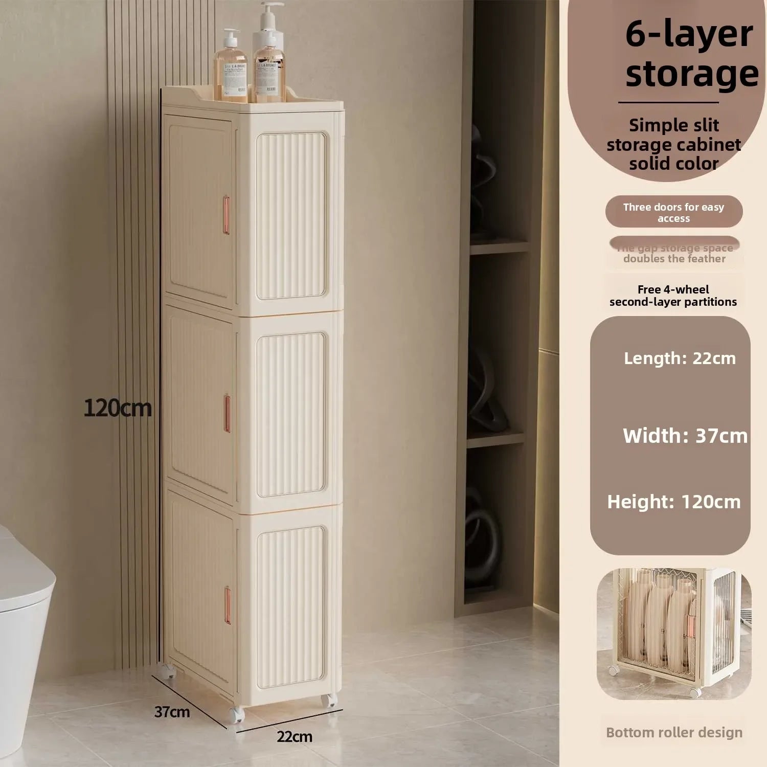 Multi-functional Household crevice storage rack crevice storage cabinet bathroom drawer seam locker bathroom shelf Oasis Select 6 layers solid color