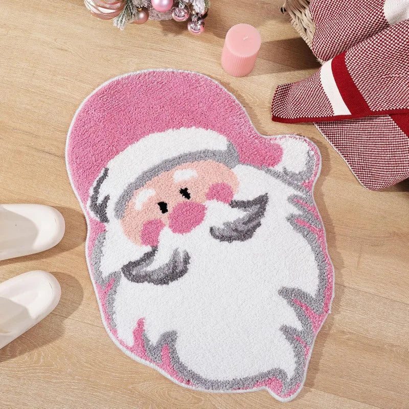 Nordic Irregular-shaped Christmas Series Faux Cashmere Floor MATS Home Decorative Bathroom Absorbent MATS Oasis Select Santa Claus-2 40 60cm