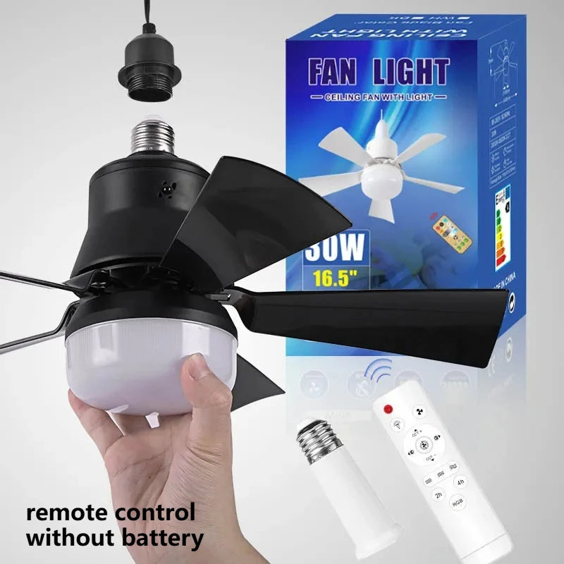 URGGU 30W LED Ceiling Fan E27 Remote Control Dimmable 3-Mode