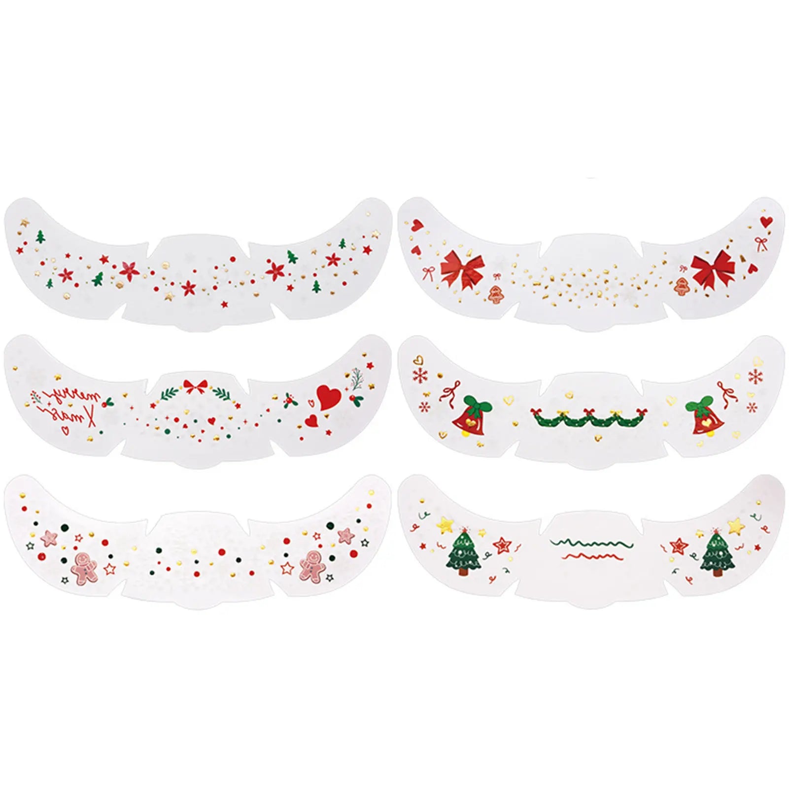 6-Pack Christmas Glitter Freckle Temporary Face Tattoo Stickers