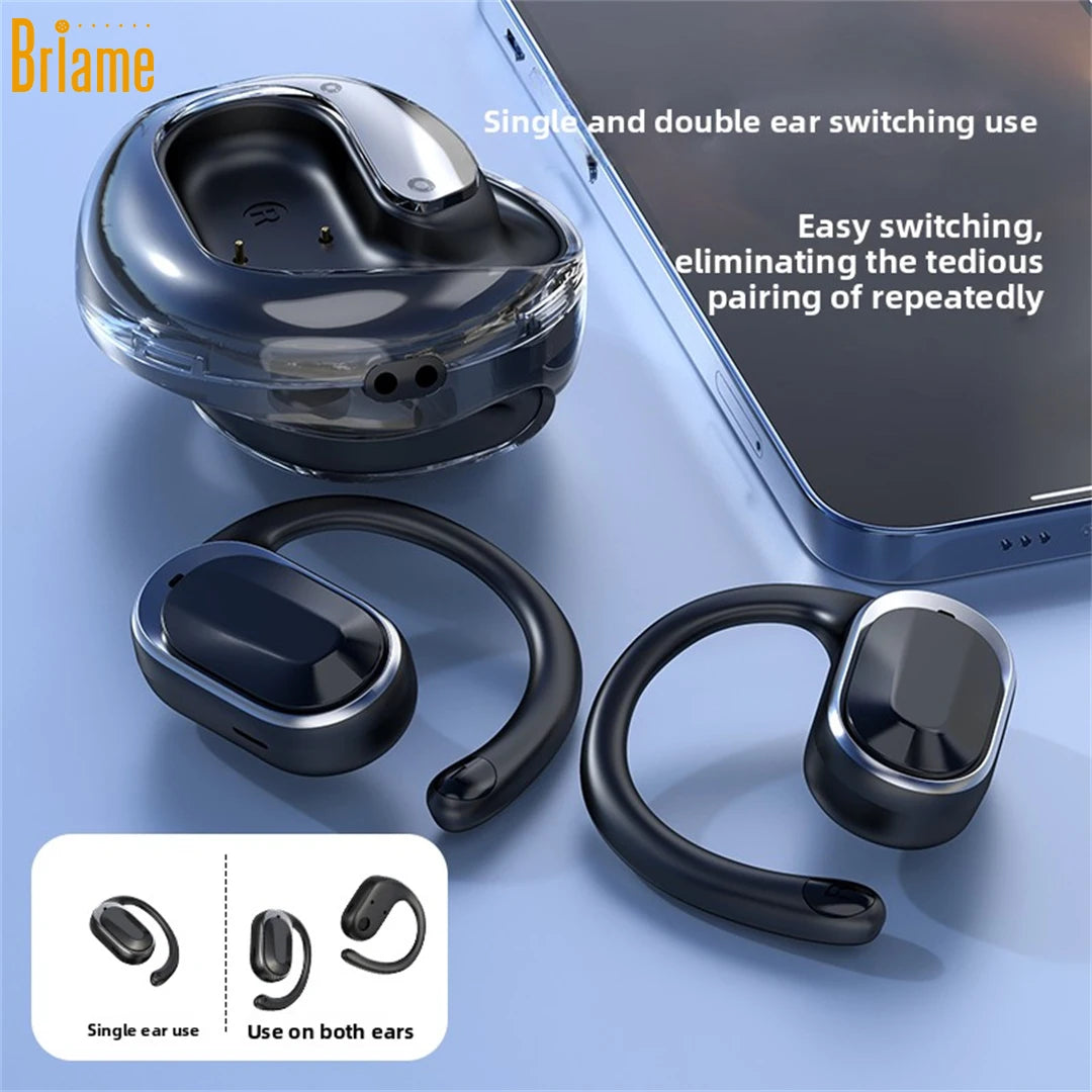Briame OWS Bluetooth Headphones Wireless Over-Ear Headset with Microphone for Gaming And Music Ball Sport Earphones Black Oasis Select