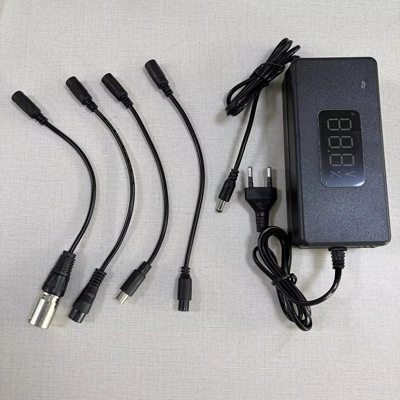 New Lithium Battery Charger 36V 42V / 48V 54.6V 2A Power Supply Adapters With Cooling Fan DC To XLR/GX12/GX16/Xiaomi Adapters Oasis Select