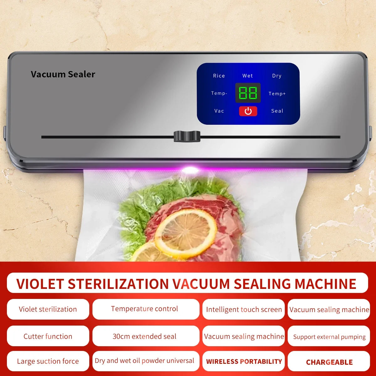 GUOHE Wireless Vacuum Sealer with Countdown Display | C616