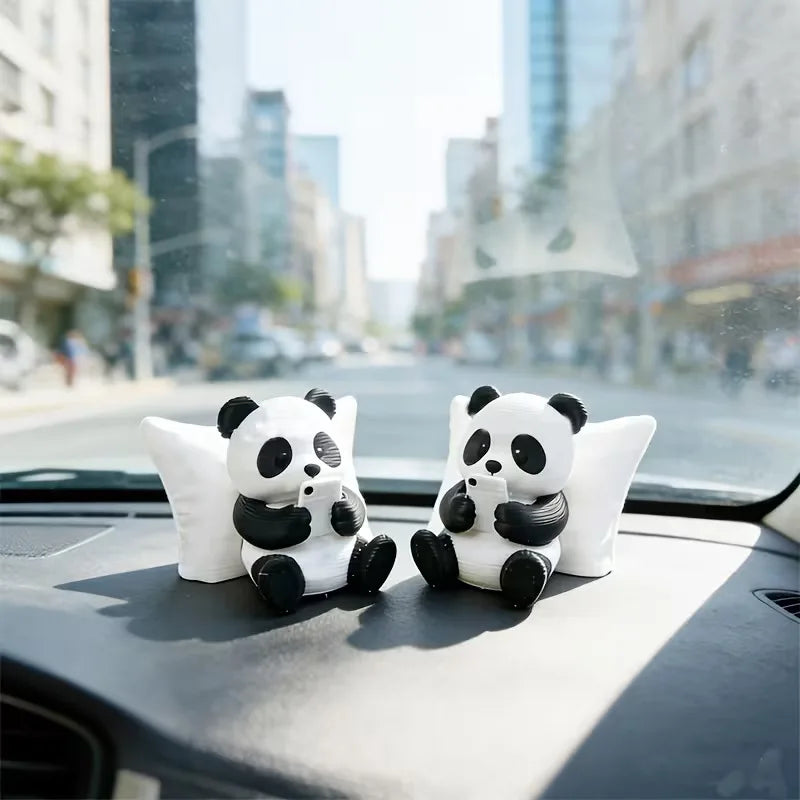 Desktop Office Decoration Panda Sculpture Ornament Creative Animal Model Car Decor Collectible Figurines Car Dashboard Ornament Oasis Select