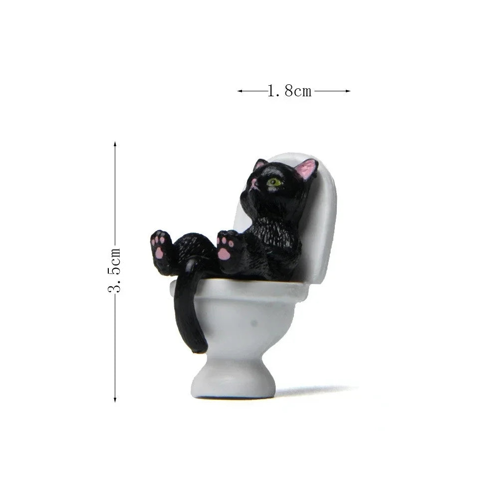 Funny Cat Spiritual Consolation PVC Appearance Toilet Office Mini Animal Cat Party Supplies Miniature Desk Decoration Oasis Select BK-GZ
