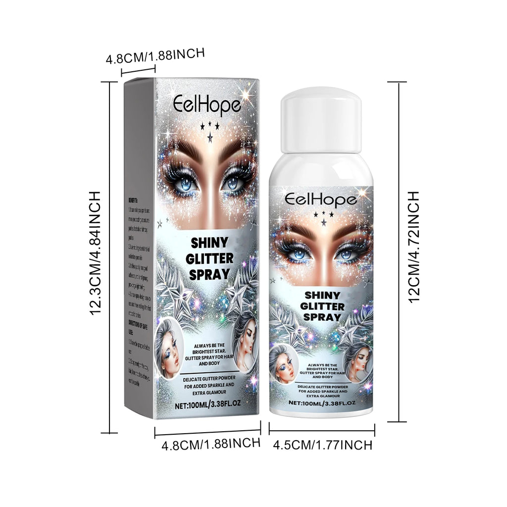 Fashion Highlighter Powder Spray for Hair Body Clothes Shiny High Gloss Glitter Powder Spray For Christmas Holiday Party Oasis Select 100ml Boxed