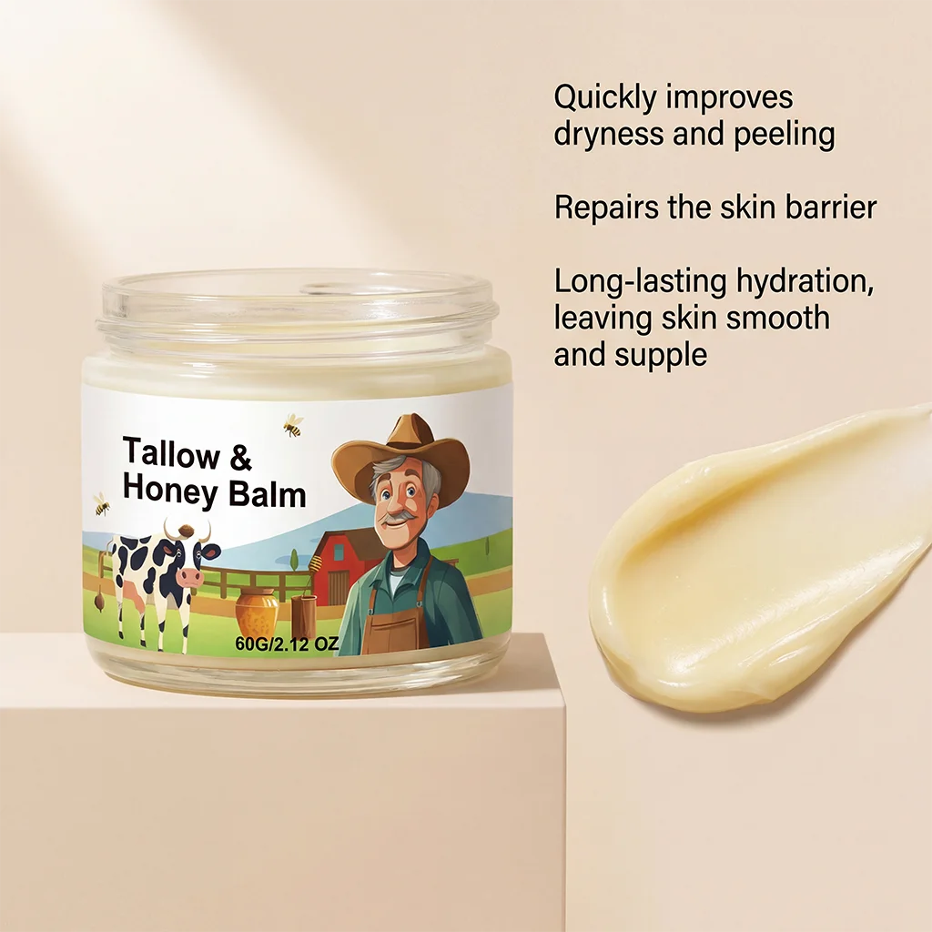 Hydrating Tallow & Honey Balm Skin Nourishing Smoothing Delicate Moisturizer to Improve Texture for Soft Firm Skin Daily Skincar Oasis Select