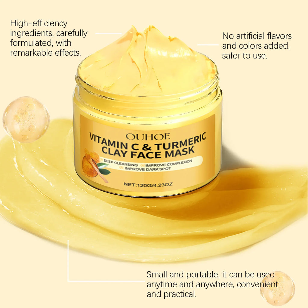 Turmeric Vitamin C Facial Mask Deep Cleansing Hydrating Exfoliating Pore Minimizing Nourishing Skin Care Mud Mask Oasis Select