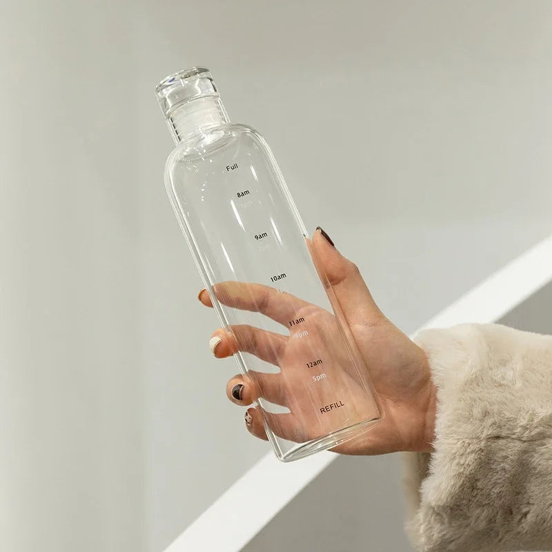 Transparent Plastic Water Bottle with Time Scale Large Capacity Leakproof Drink Bottle Drop-resistant Drink Cup For Sport Travel Oasis Select 500ml white