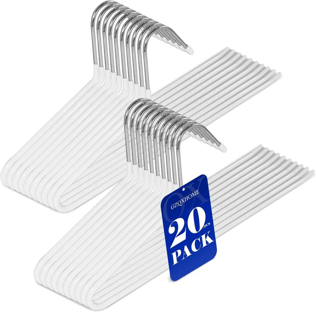 20/30pcs Pants Hangers Non-Slip, Heavy Duty Metal Trouser Racks Space Saving, Open Ended Jeans Hangers for Closet Organization Oasis Select white 20pcs