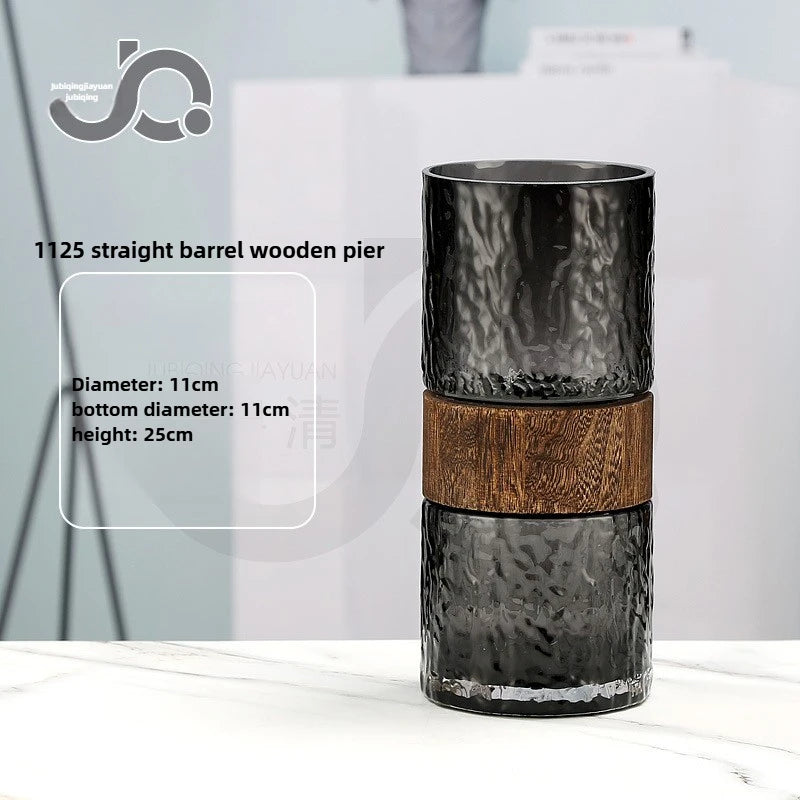Modern Simple and Creative Wooden Piers Glass Vases Tabletops Home Flower Arrangements and Study Decorations Flower Vase Oasis Select 1125