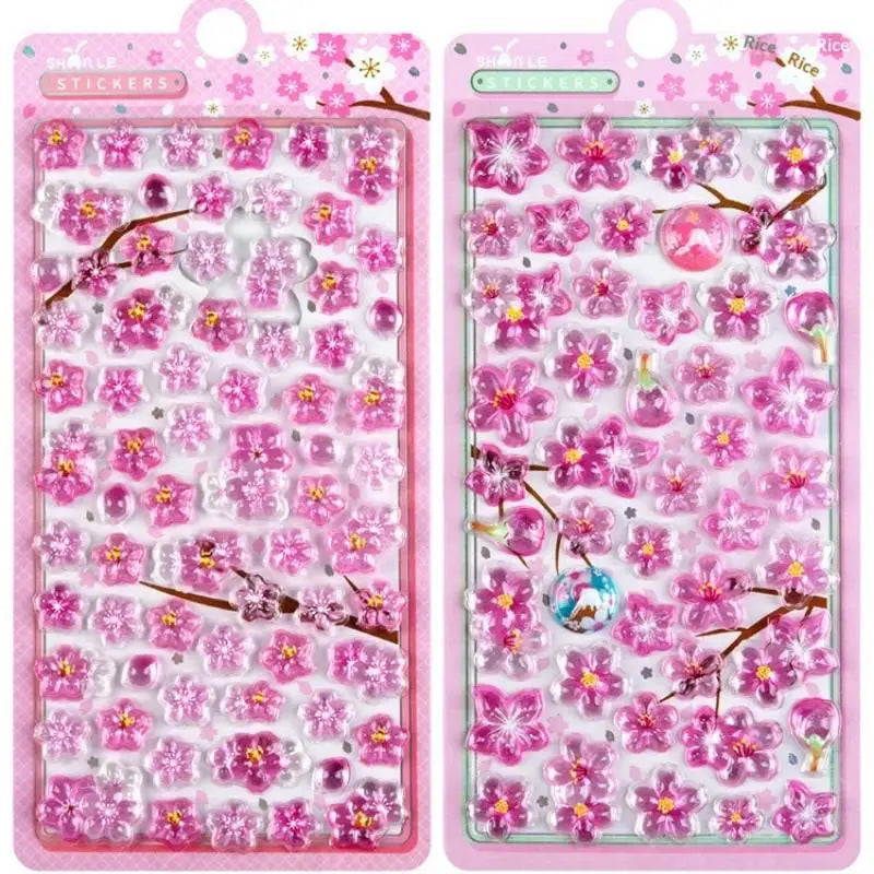 Sweet 3D Cherry Blossom Sticker Romantic Trendy Relief Flower Stickers DIY Scrapbooking Notebook Stationery Decal Decoration Oasis Select