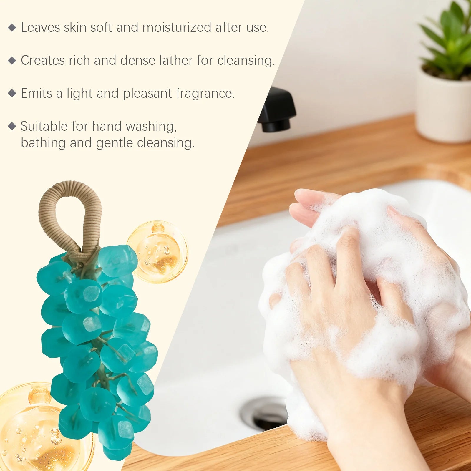 Grape Handmade Soap Facial Body Cleaning Exfoliation Brighten