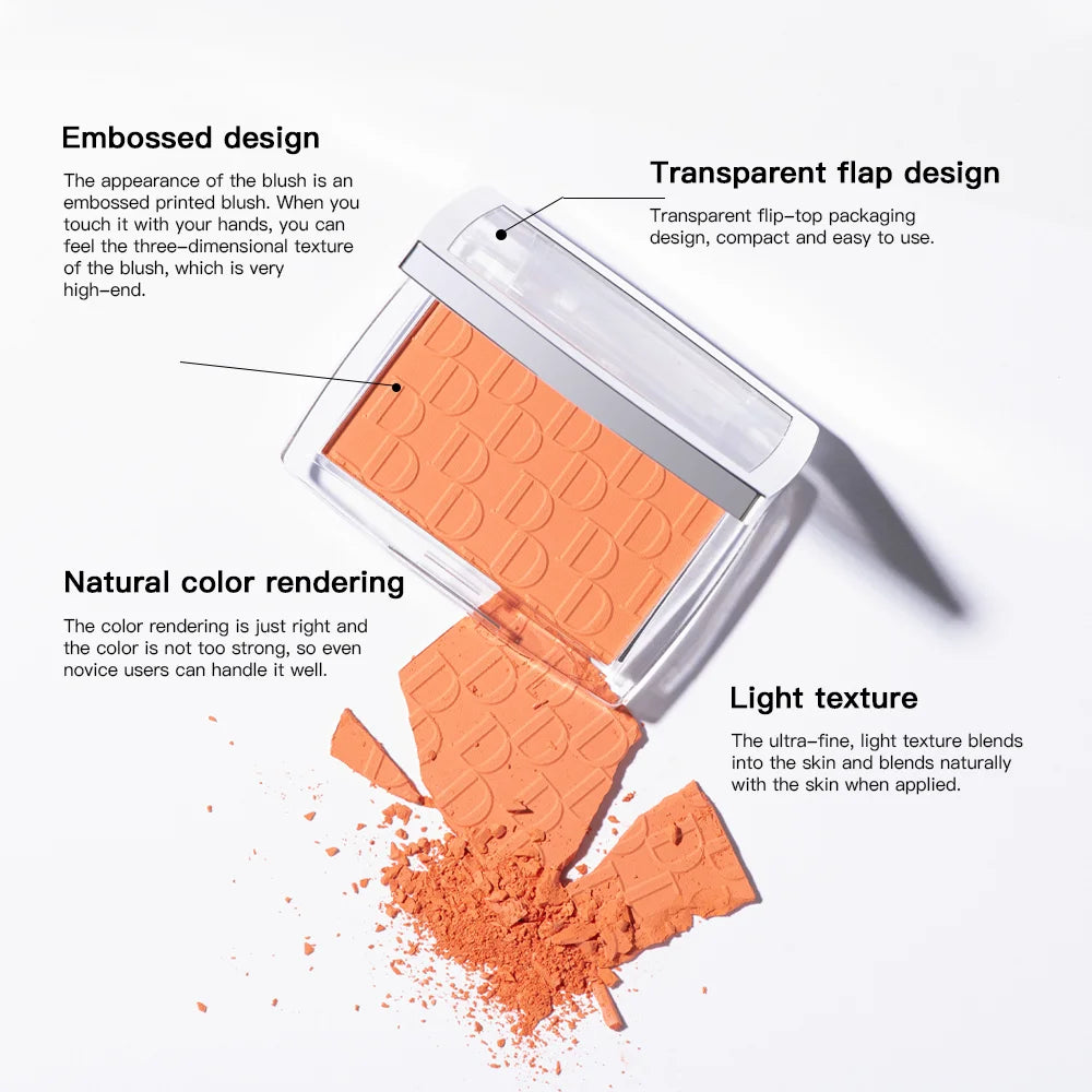 6 Colors Embossed Blush & Brush Natural Color Rendering Lasting-Wear Multi-Purpose Matte Blush Palette Woman Face Makeup Oasis Select