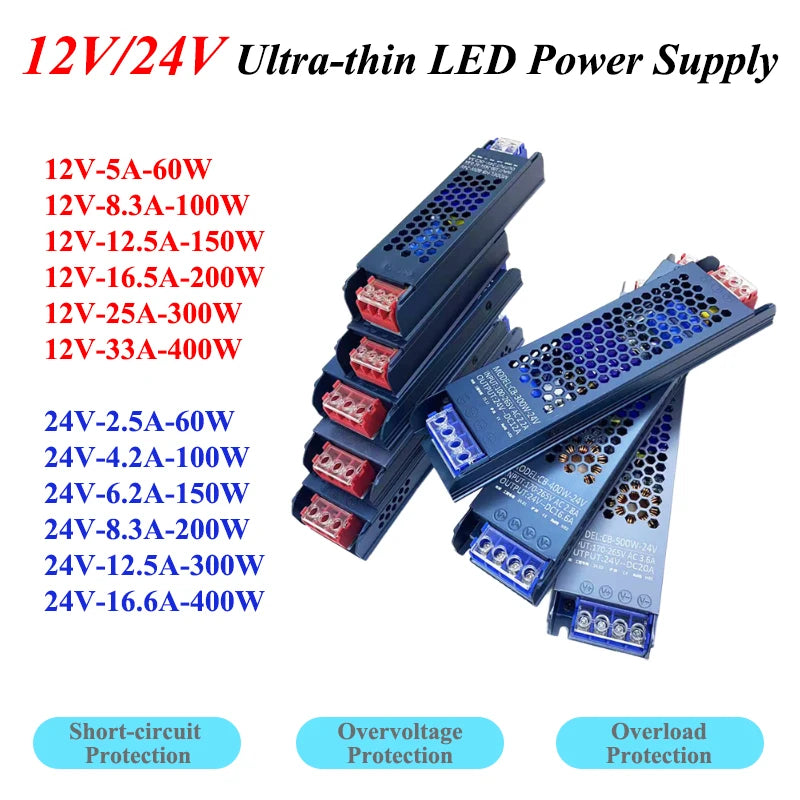 DC Power Supply 12V 24V AC 220V TO DC 12V 24V 60W 100W 150W 200W 300W 400W Power Supplies Transformer LED Driver LED Strip Light Oasis Select