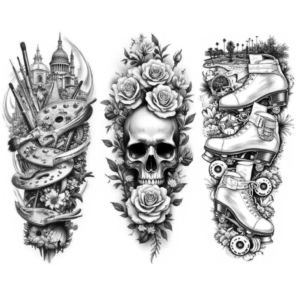 3-Pack Waterproof Temporary Tattoos – Spider, Skull & Scorpion