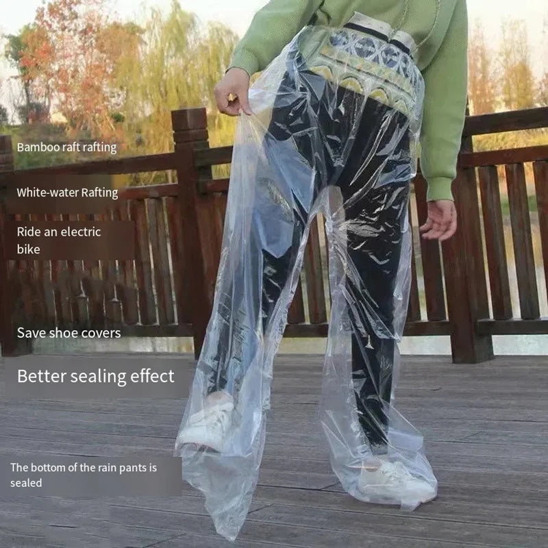 1/6 Pcs Disposable Raincoat Pants Portable Splash Proof Split Raincoat Outdoor Travel Drifting Cycling Feet-wrapped Rain Pants Oasis Select