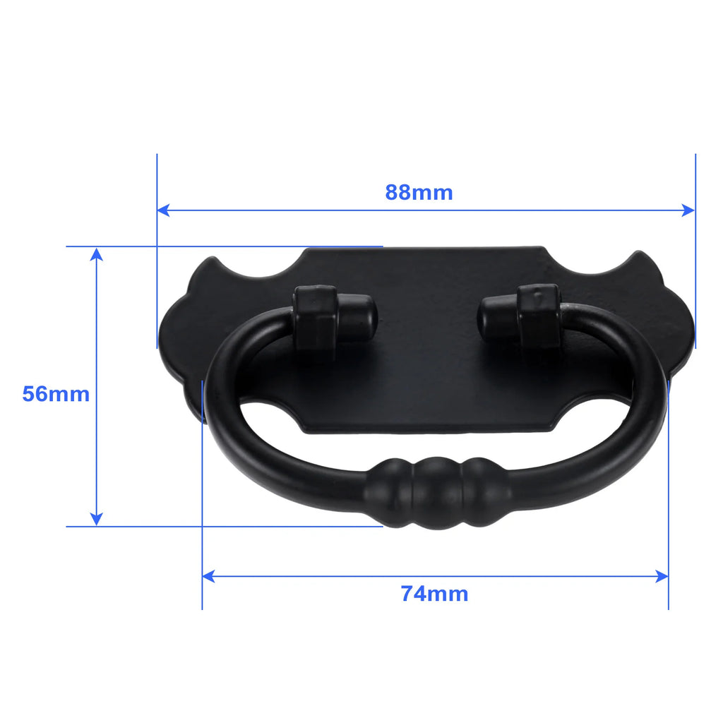 1Pc 88*56mm Black Handle Zinc Alloy Pull For Drawer Door Cabinet Bin Wardrobe Vintage Jewelry Chest Suitcase Furniture Hardware Oasis Select