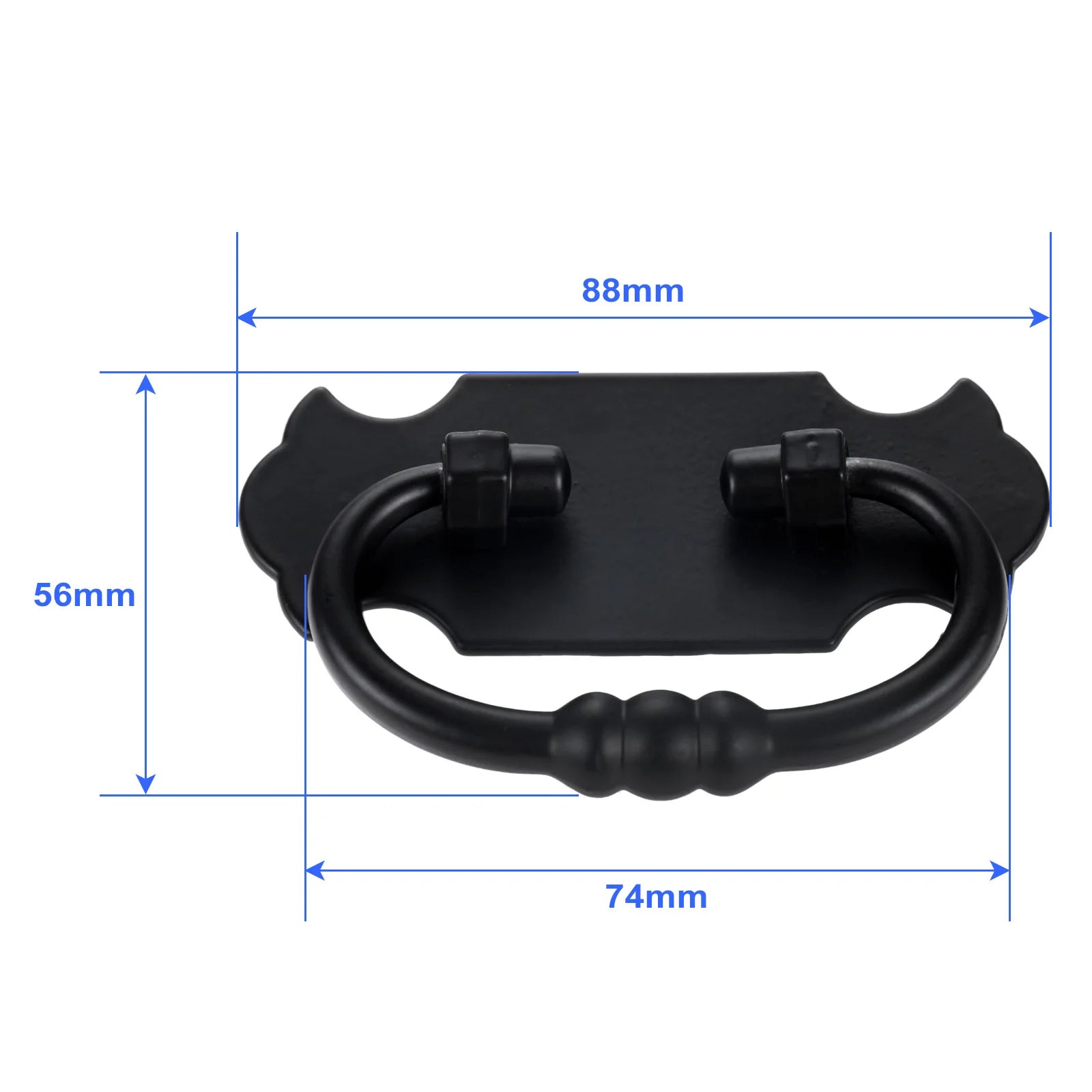 1Pc 88*56mm Black Handle Zinc Alloy Pull For Drawer Door Cabinet Bin Wardrobe Vintage Jewelry Chest Suitcase Furniture Hardware Oasis Select