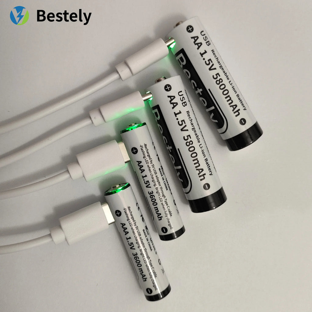 AAA Battery Rechargeable Li-Ion 1.5V 3600mAh 2000 Cycles USB-C Fast Charging Long-Lasting with free USB- C Cable Oasis Select