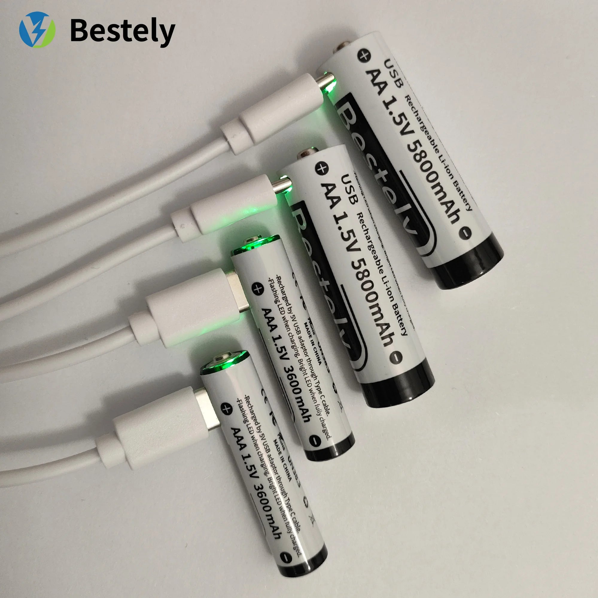 AAA Battery Rechargeable Li-Ion 1.5V 3600mAh 2000 Cycles USB-C Fast Charging Long-Lasting with free USB- C Cable Oasis Select