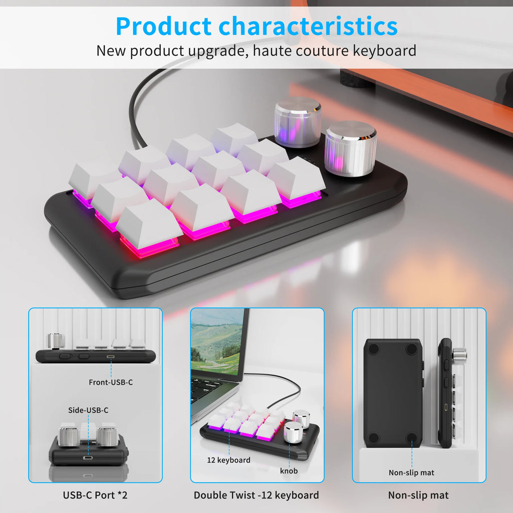 12-Key Macro Mechanical Keyboard Bluetooth 2.4G 3-Mode Macropad Mechanical Macropad Oasis Select