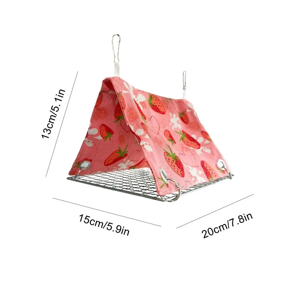 Print Bird Bed Mini Cage Squirrel Mat Guinea Pig Nest Hamster House Small Animal Sleeping Bed Pet Hanging Cage Bird Supplies Oasis Select Red