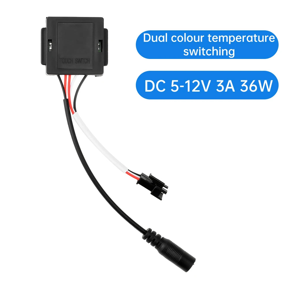 DC 5-12V 3A 36W Intelligent Touch Switch LED Light Dual Color Temperature Adjustment Compact Touchpad Switch Oasis Select Type B