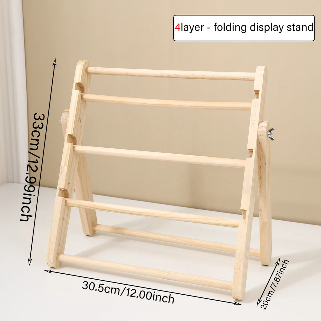 1pc Wooden 3-Layer/4-Layer Hair Accessory Organizer Suitable for Hair Bands, Hair Ropes, Clamps, Bracelets Storage Racks Oasis Select 4layer- Yellow