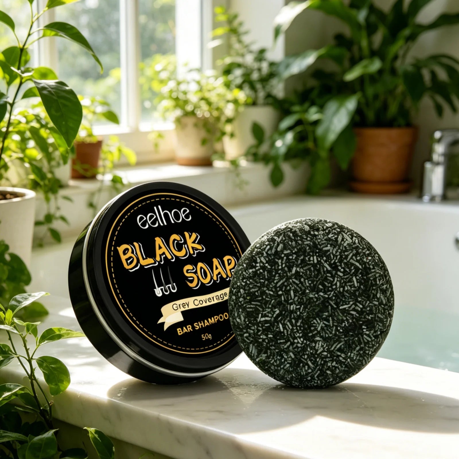 EELHOE Black Soap Natural Shampoo Bar – Gray Hair & Deep Nourish Natural Shampoo Bar Oasis Select