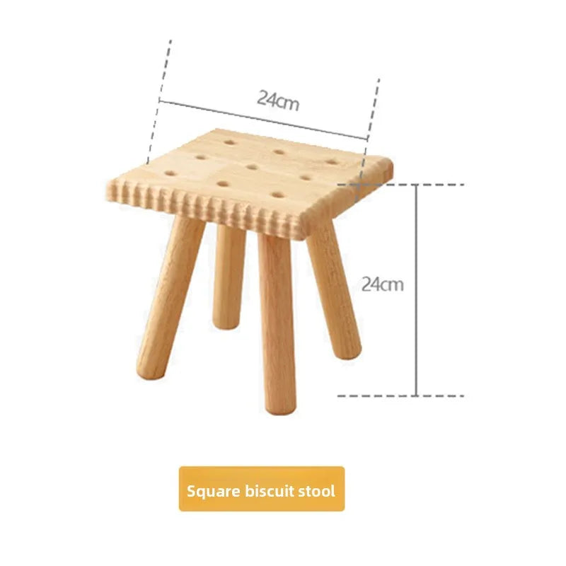 Nordic home living room solid wood small stool entrance shoe change bedroom sofa bench low stool pedal coffee table square stool Oasis Select square