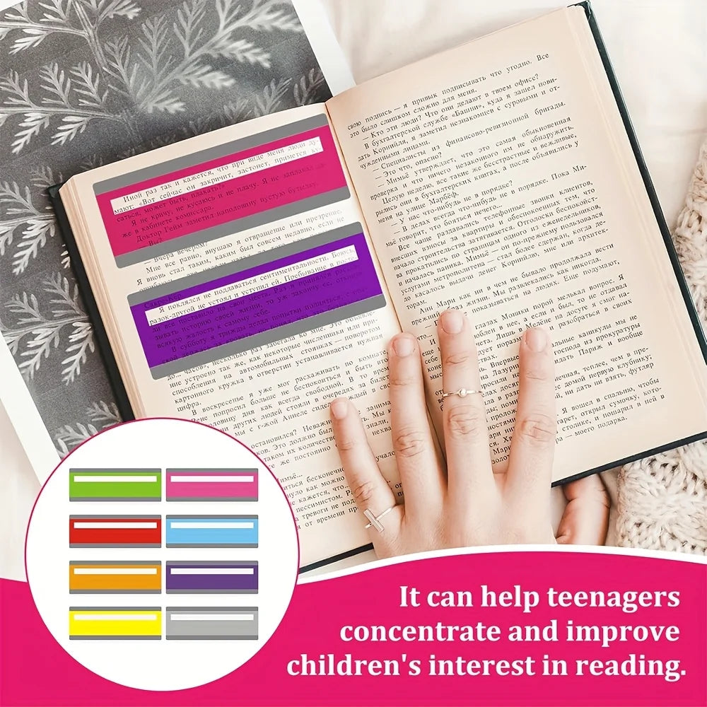 2 Pieces Large Size Guided Reading Strips Highlight W85 Overlays Multicolor Reading Tracking Rulers for Dyslexics Bookmarks Oasis Select