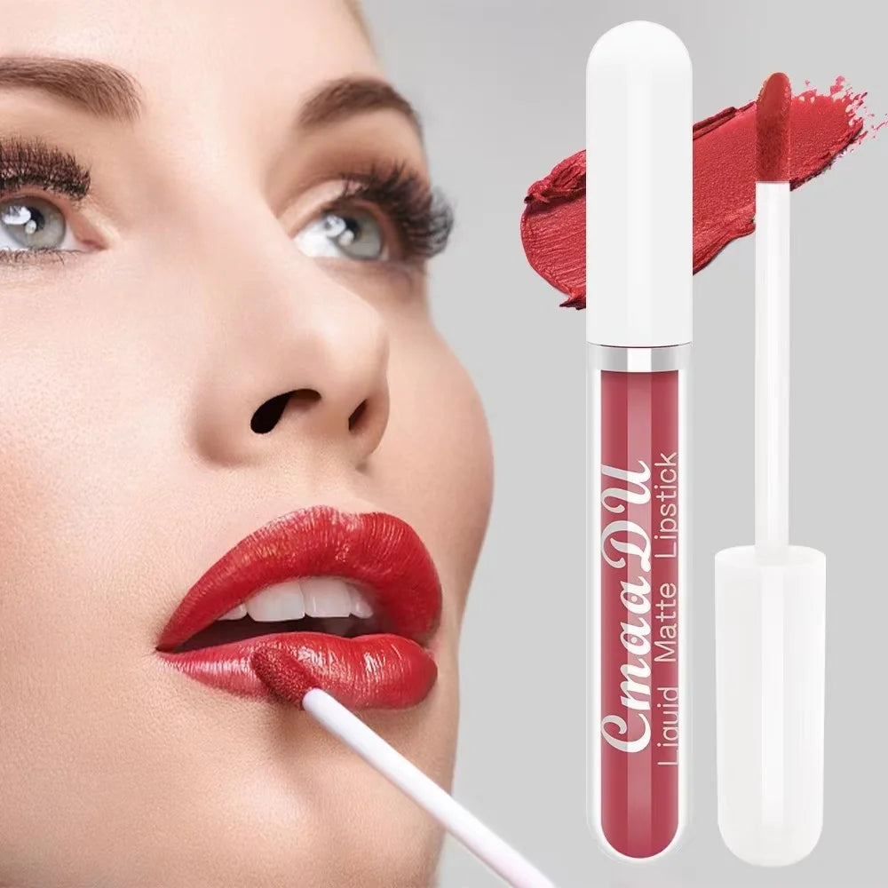 CmaaDu 1 Pcs Matte Lip Gloss Liquid Lipstick- Lip Stains with Long-Lasting Waterproof, Adult Age Range, Red Tones Easy to Color Oasis Select