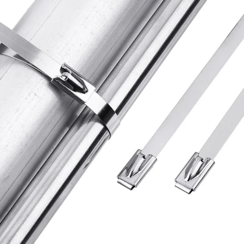 100Pcs Width 7.9mm Stainless Steel Zip Tie Exhaust Wrap Coated Locking Cable Ties Multi-Purpose Locking Cable Metal Zip Ties Oasis Select
