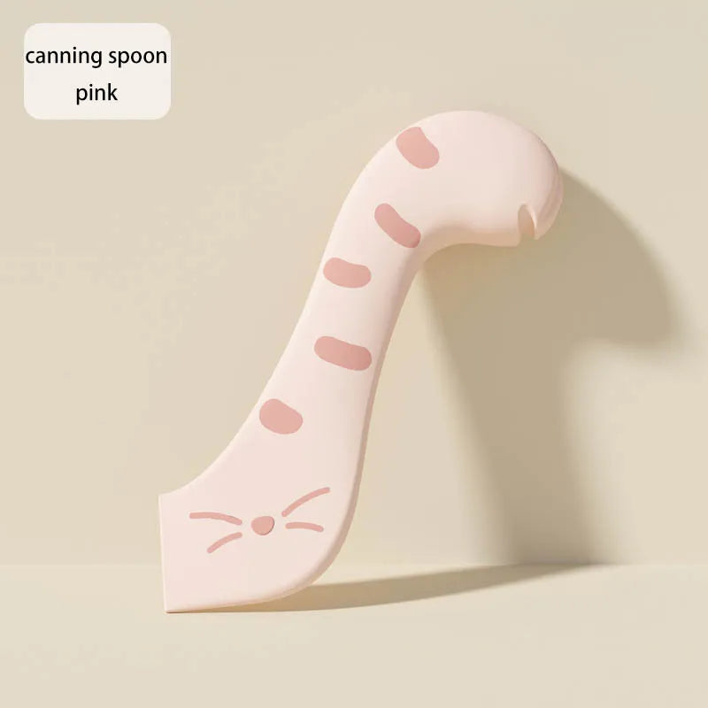 Multifunctional pet feeding spoon fresh-keeping sealed lid can opener wet food feeding spoon silicone pet can sealed lid Oasis Select pink spoon