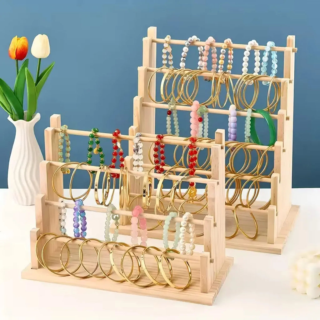 Vintage wooden bracelet storage rack, stepped bead display rack, jewelry storage rack, watch hair clip and headband display rack Oasis Select