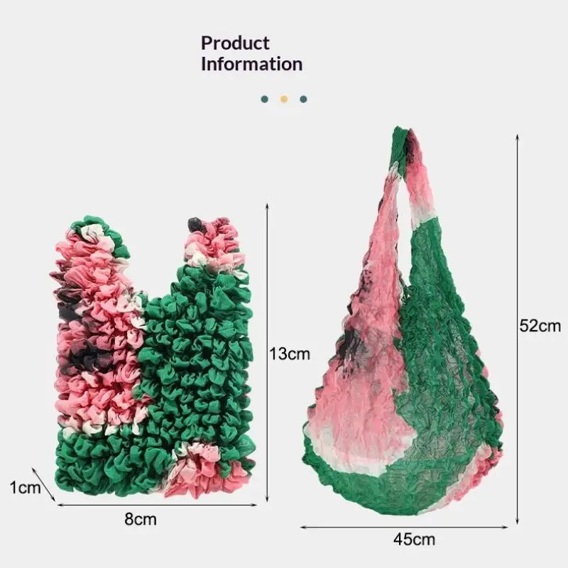 Flower Expansion Fold Pleated Flexible Stretch Mini Shopping Bag Large Capacity Bubble Elastic Portable Handbag Storage Bag Oasis Select