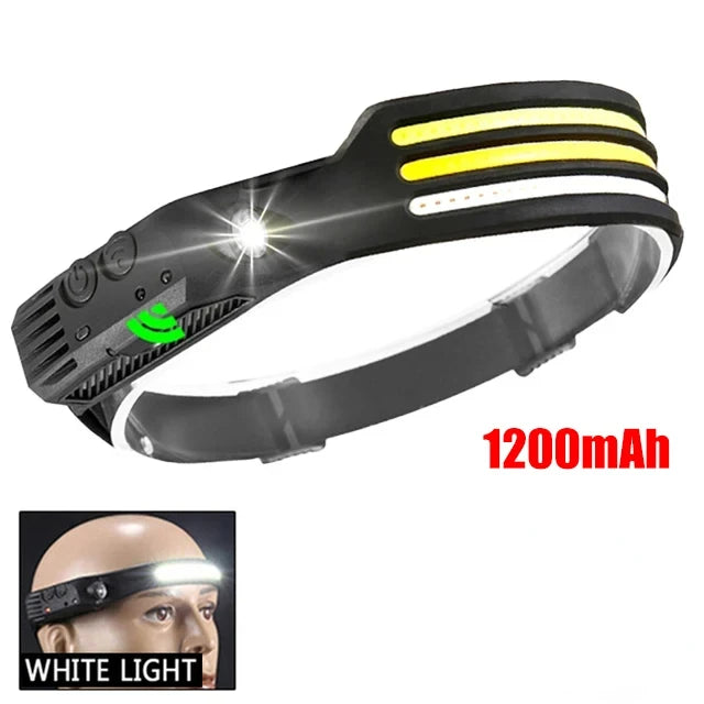 KDULIT LED Sensor Headlamp USB Rechargeable Multifunctional Head Torch Outdoor Camping Fishing Hunting COB Headlight Work Light Oasis Select 3-White